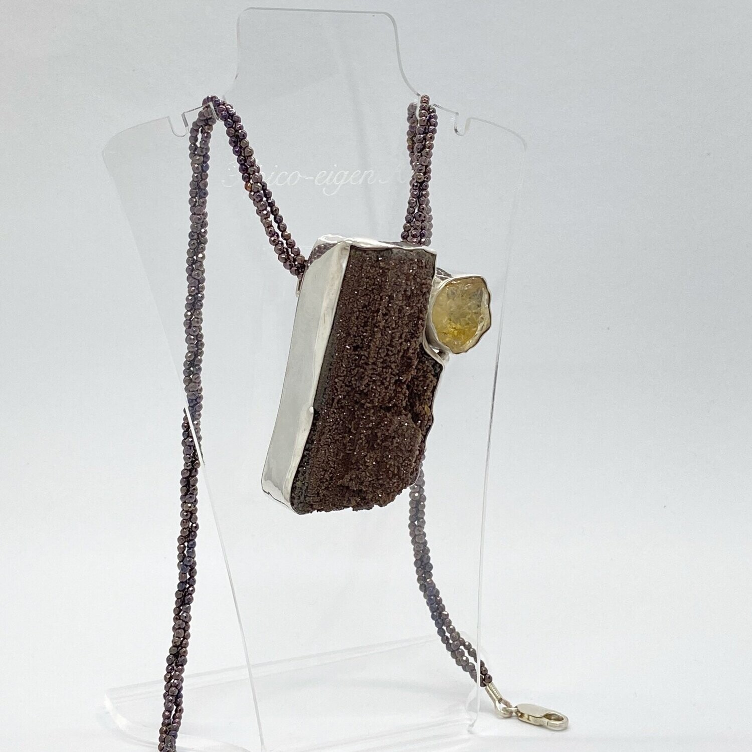 Anhänger Versteinertes Holz / Citrin roh - 3 x 5,5 cm
