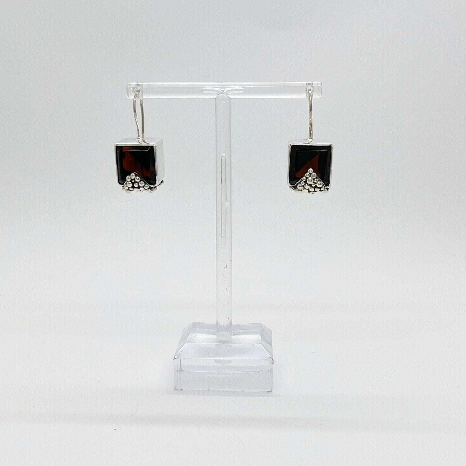Ohrhänger Obsidian honigbraun quadratisch "bubbles" - 1 x 1 cm