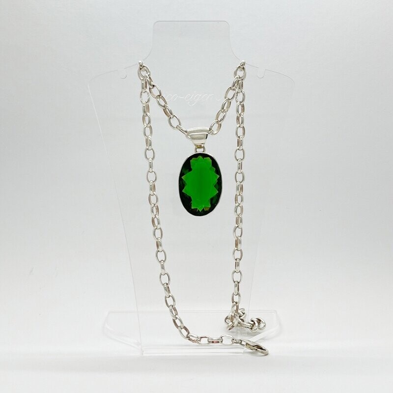 Anhänger Obsidian smaragdgrün oval  -  2 x 3 cm