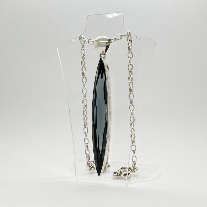 Anhänger Obsidian lichtschwarz navette - 1,5 x 11 cm Anhänger Obsidian lichtschwarz navette - 1,5 x 11 cm
