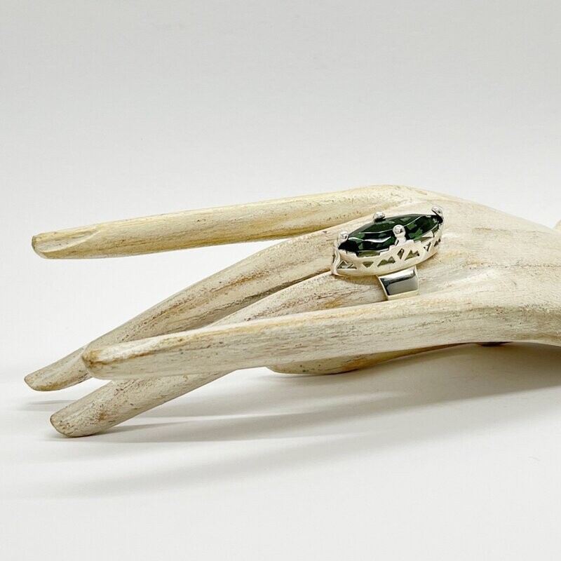 Ring Obsidian lichtschwarz navette Ring Obsidian lichtschwarz navette "crown" - 1 x 3 cm