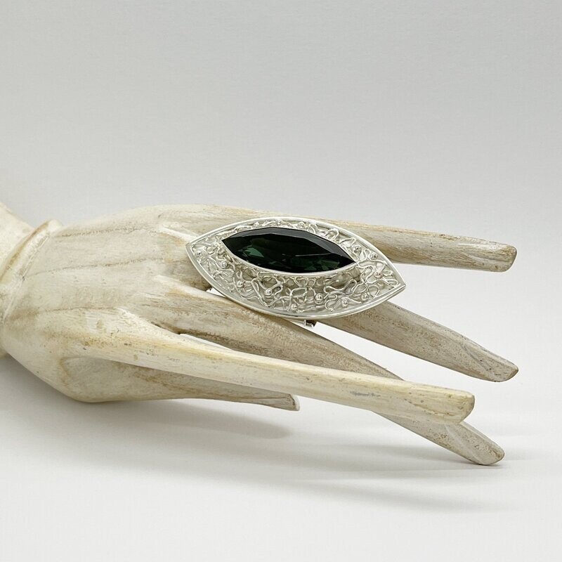 Ring Obsidian lichtschwarz Ring Obsidian lichtschwarz "wires of space" - 1,5 x 4 cm