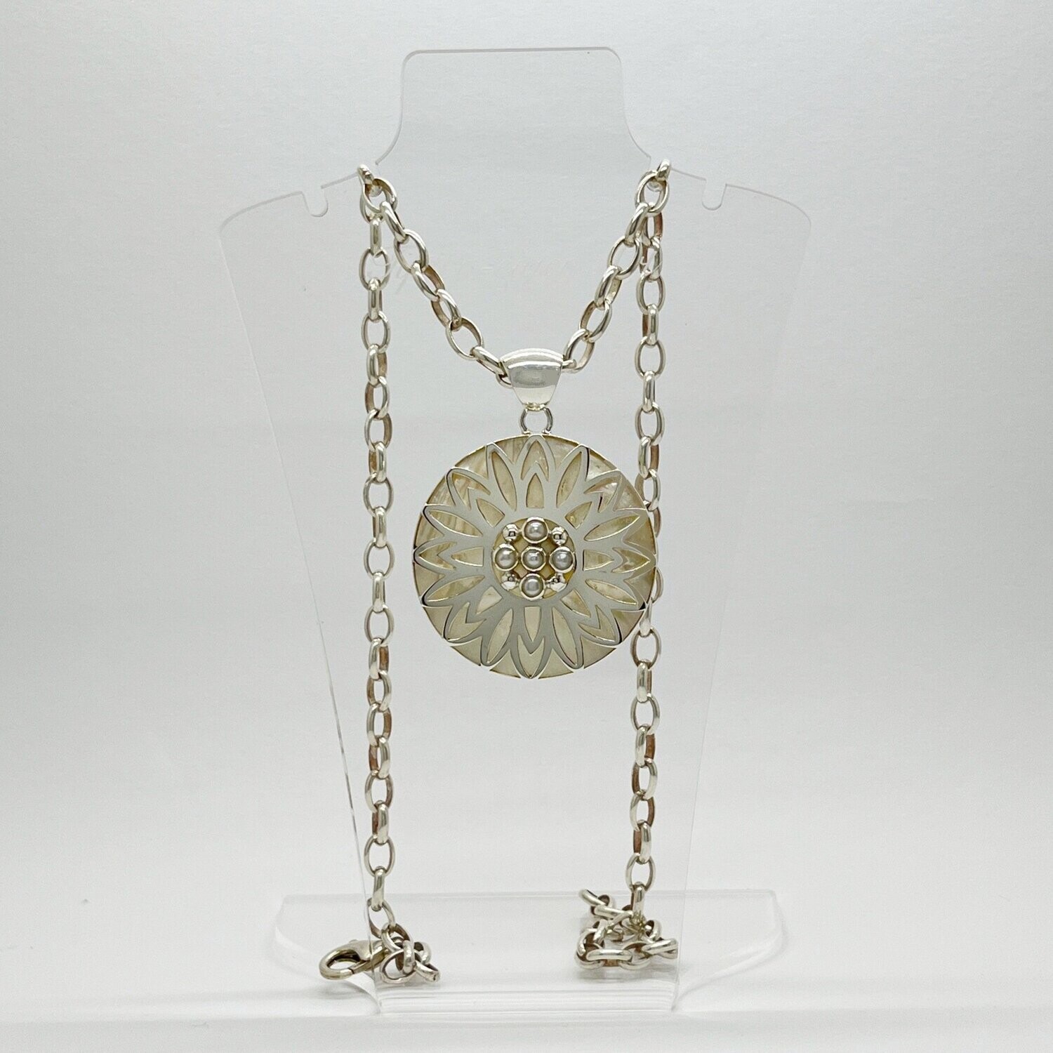 Anhänger Perlmutt/Zuchtperle "sun flower" - 4 cm