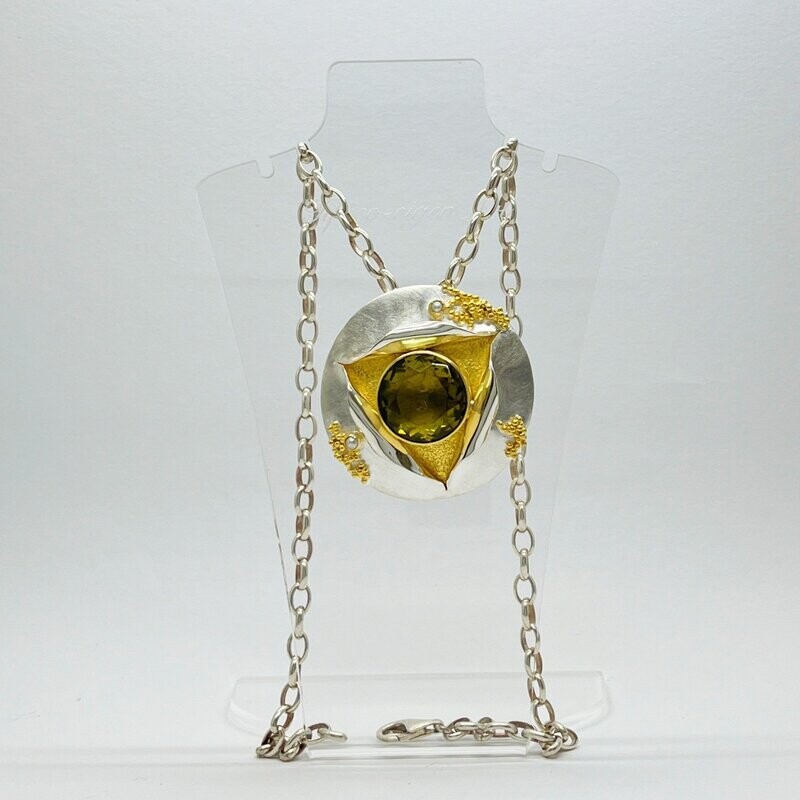 Anhänger Obsidian goldbraun Anhänger Obsidian goldbraun "elegant lotus" - 2 cm