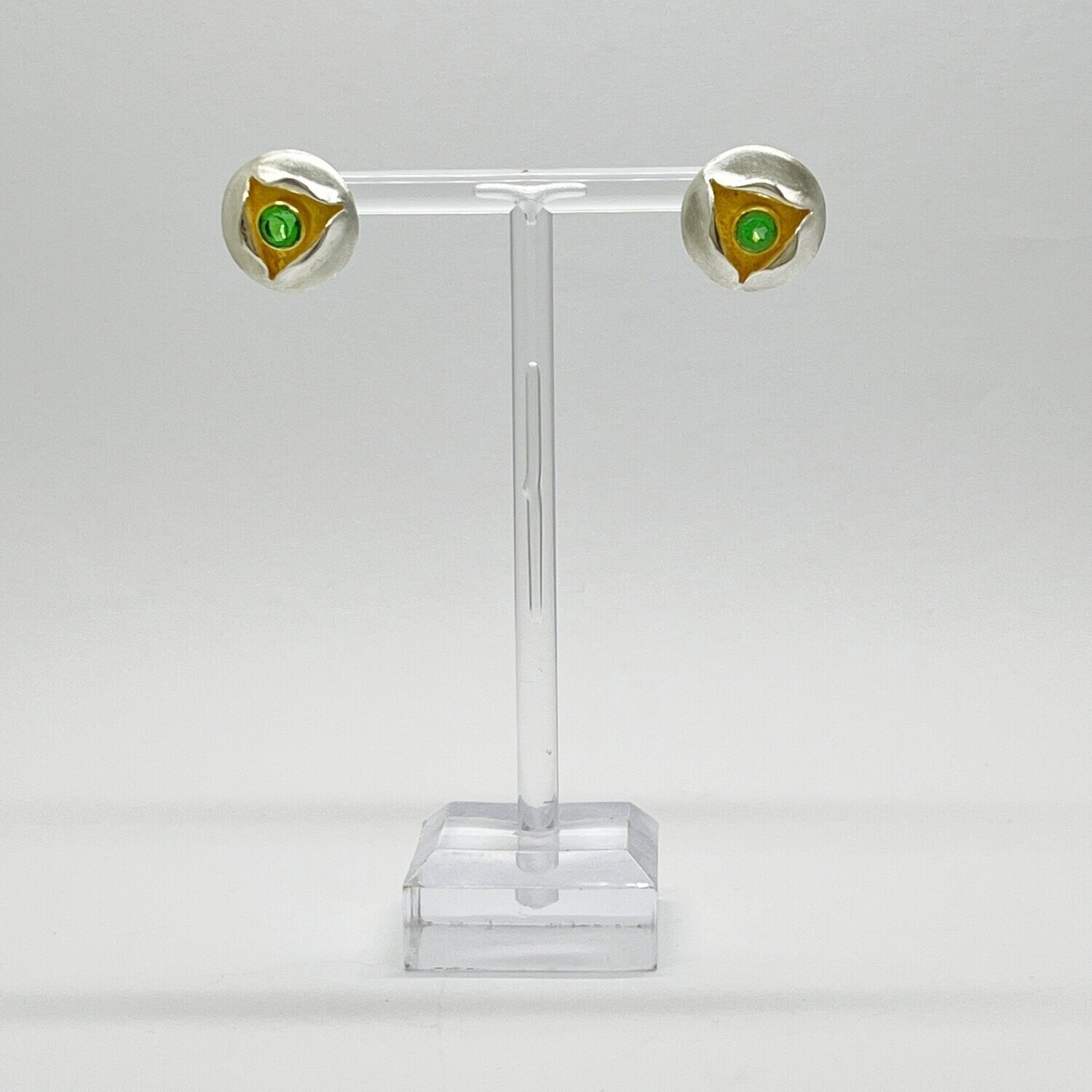 Ohrstecker Obsidian smaragdgrün "lotus" - 0,5 cm