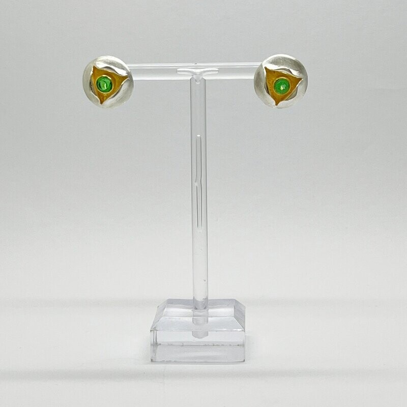 Ohrstecker Obsidian smaragdgrün Ohrstecker Obsidian smaragdgrün "lotus" - 0,5 cm