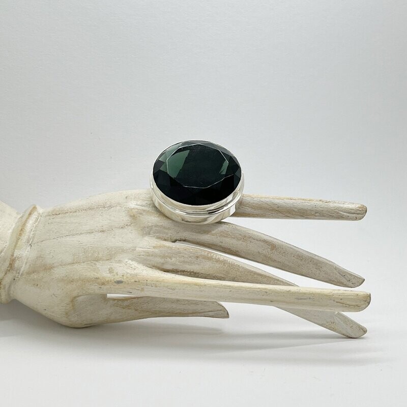 Ring Obsidian lichtschwarz rund Ring Obsidian lichtschwarz rund "double cast" - 4 cm
