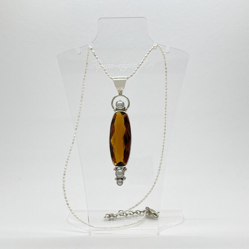Unikat Anhänger Obsidian honigbraun/Zuchtperle Unikat Anhänger Obsidian honigbraun/Zuchtperle "honey dream"