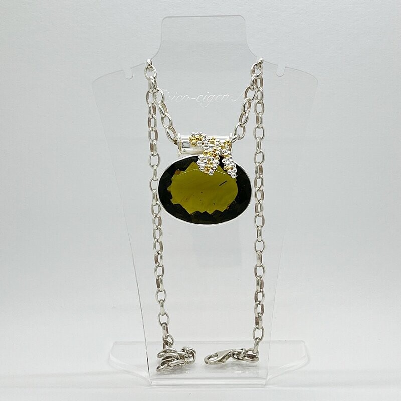 Anhänger Obsidian goldbraun oval Anhänger Obsidian goldbraun oval "gold+silver bubbles" - 3 x 4 cm