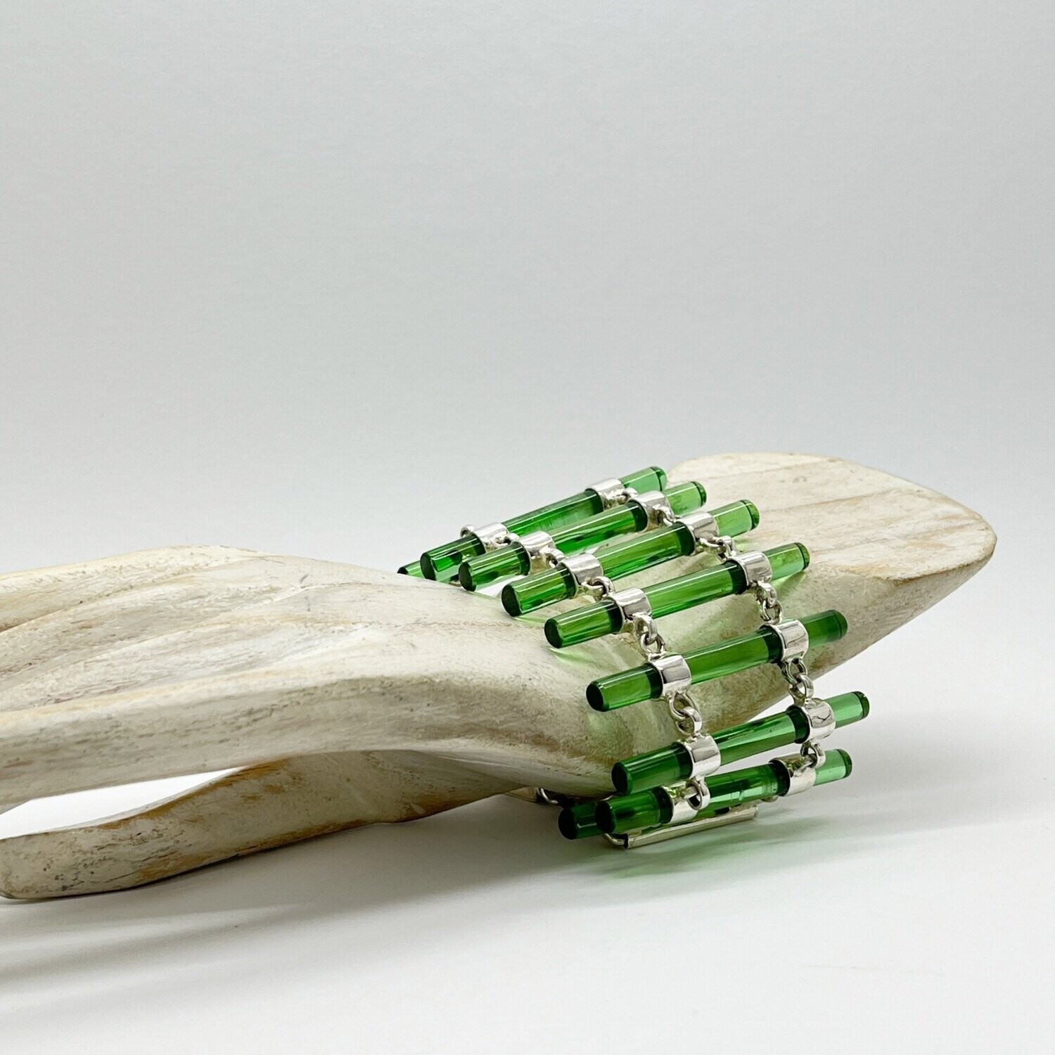 Armband Obsidian smaragdgrün "modern organ pipes"