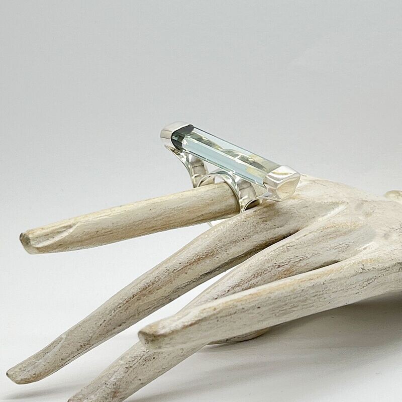 Ring Obsidian meerblau rechteckig Ring Obsidian meerblau rechteckig "balance" - 1 x 5 cm