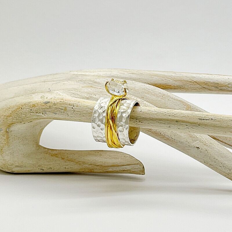 Ring Herkimer Diamant Ring Herkimer Diamant "golden wire" - 1 x 1 cm