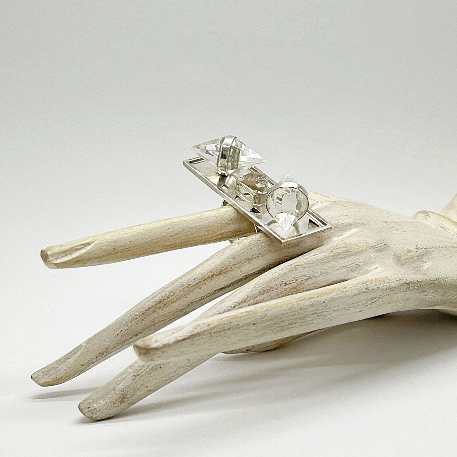 Unikat Ring Bergkristall "crazy" - 2 x 5,5 cm