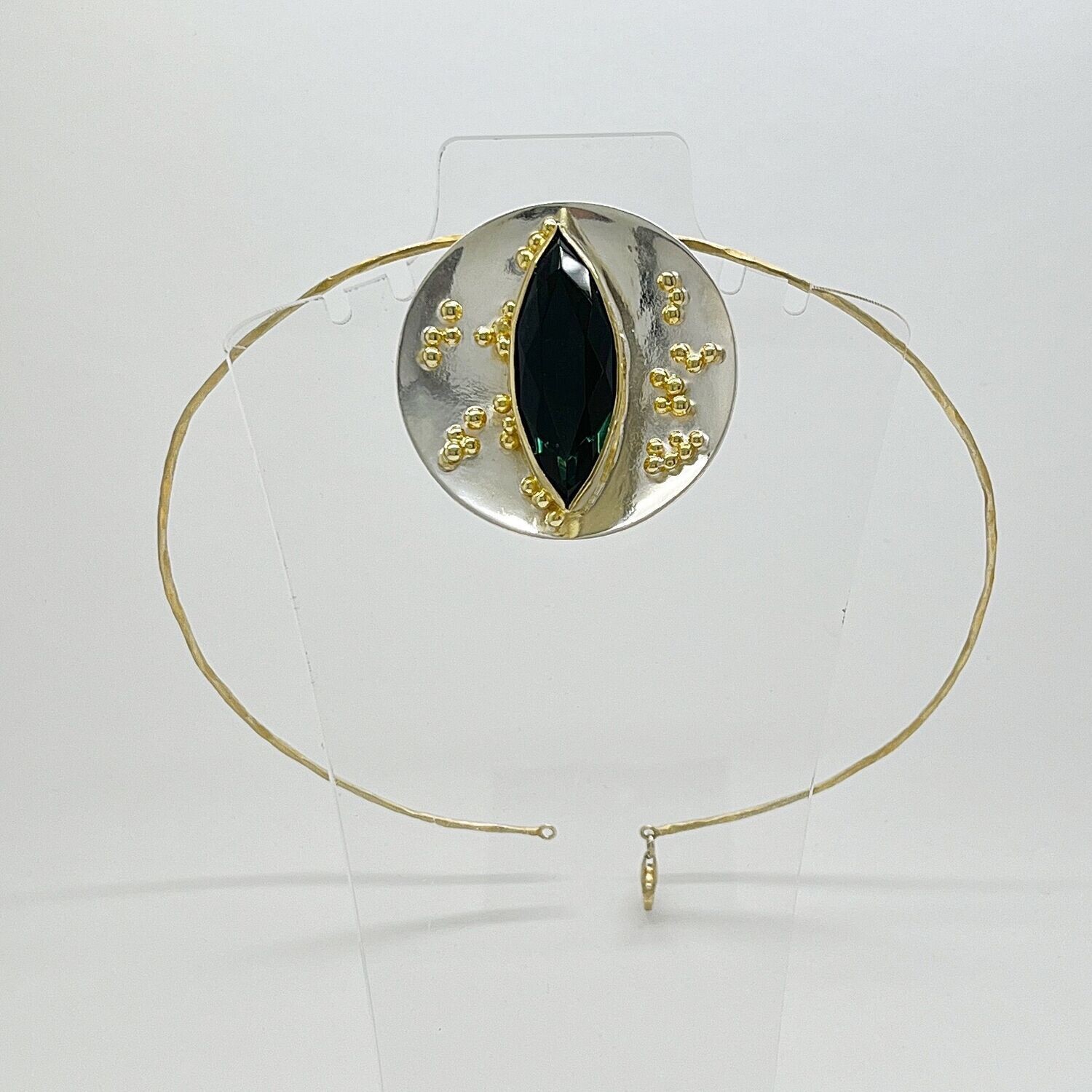 Anhänger+Brosche Obsidian lichtschwarz "pearl drops"- 1,5 x 4 cm