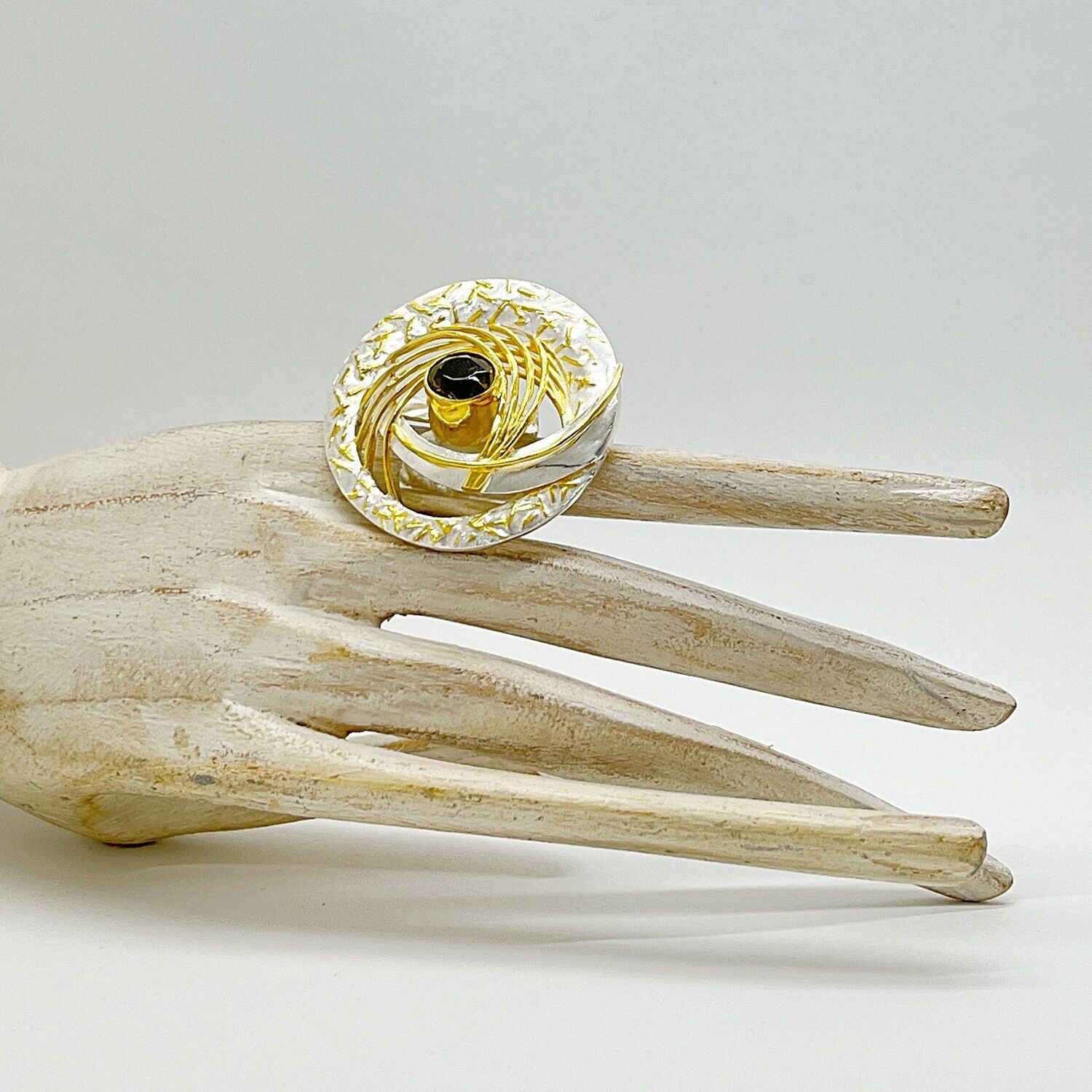 Ring Obsidian goldbraun "twisted" - 1 cm