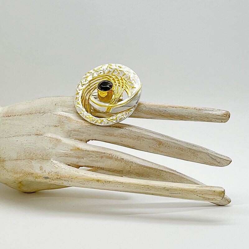 Ring Obsidian goldbraun Ring Obsidian goldbraun "twisted" - 1 cm