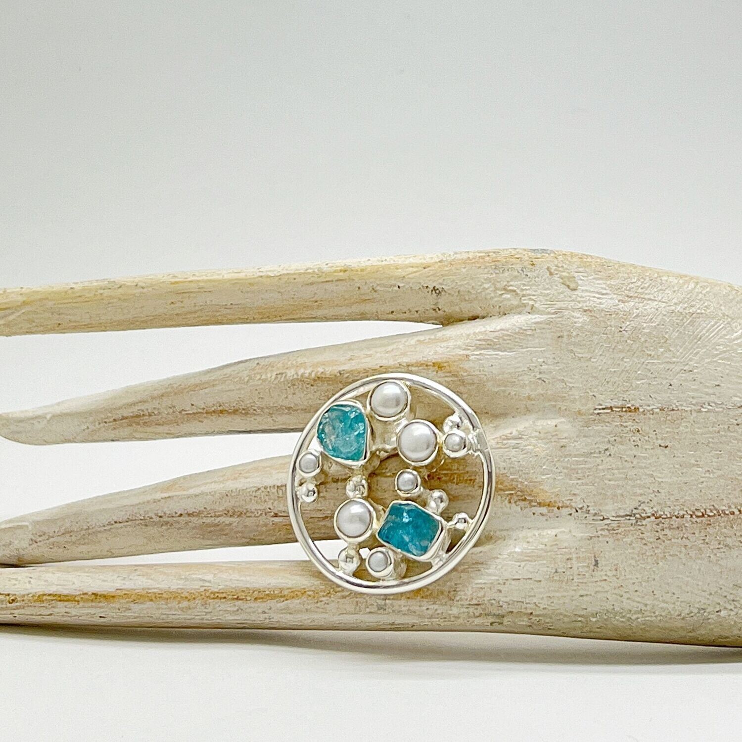 Ring Apatit+Zuchtperle - 3 cm