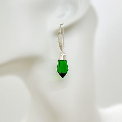 Ohrhänger Obsidian smaragdgrün Lampion (Designhaken) - 2 cm