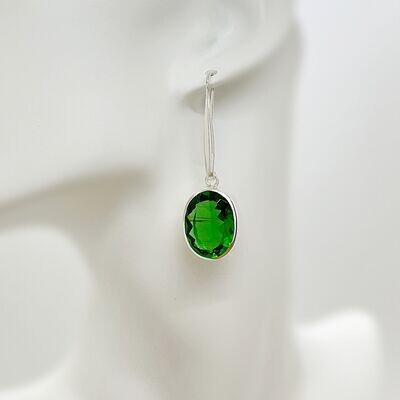 Ohrhänger Obsidian smaragdgrün oval (Designhaken) - 1,5 x 2 cm