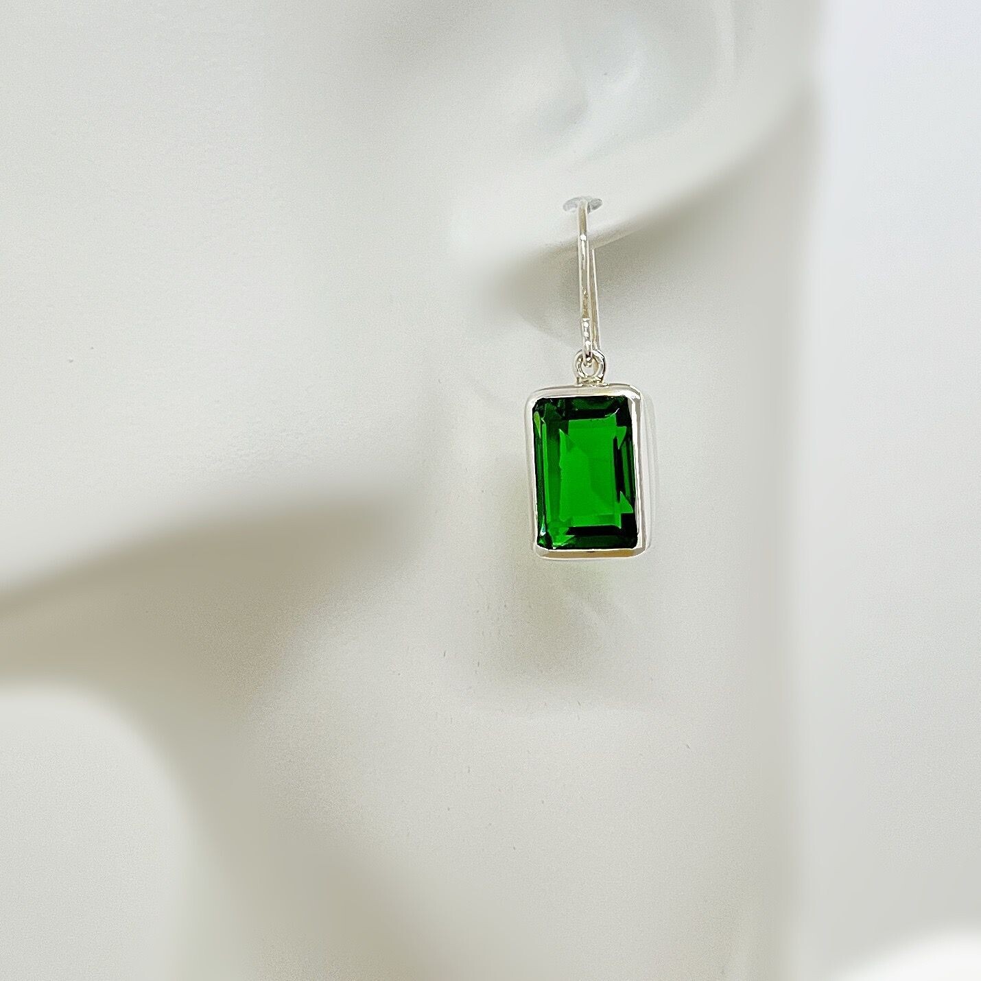 Ohrhänger Obsidian smaragdgrün rechteckig  - 1 x 1,5 cm