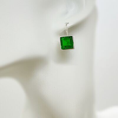 Ohrhänger Obsidian smaragdgrün quadratisch - 1 x 1 cm