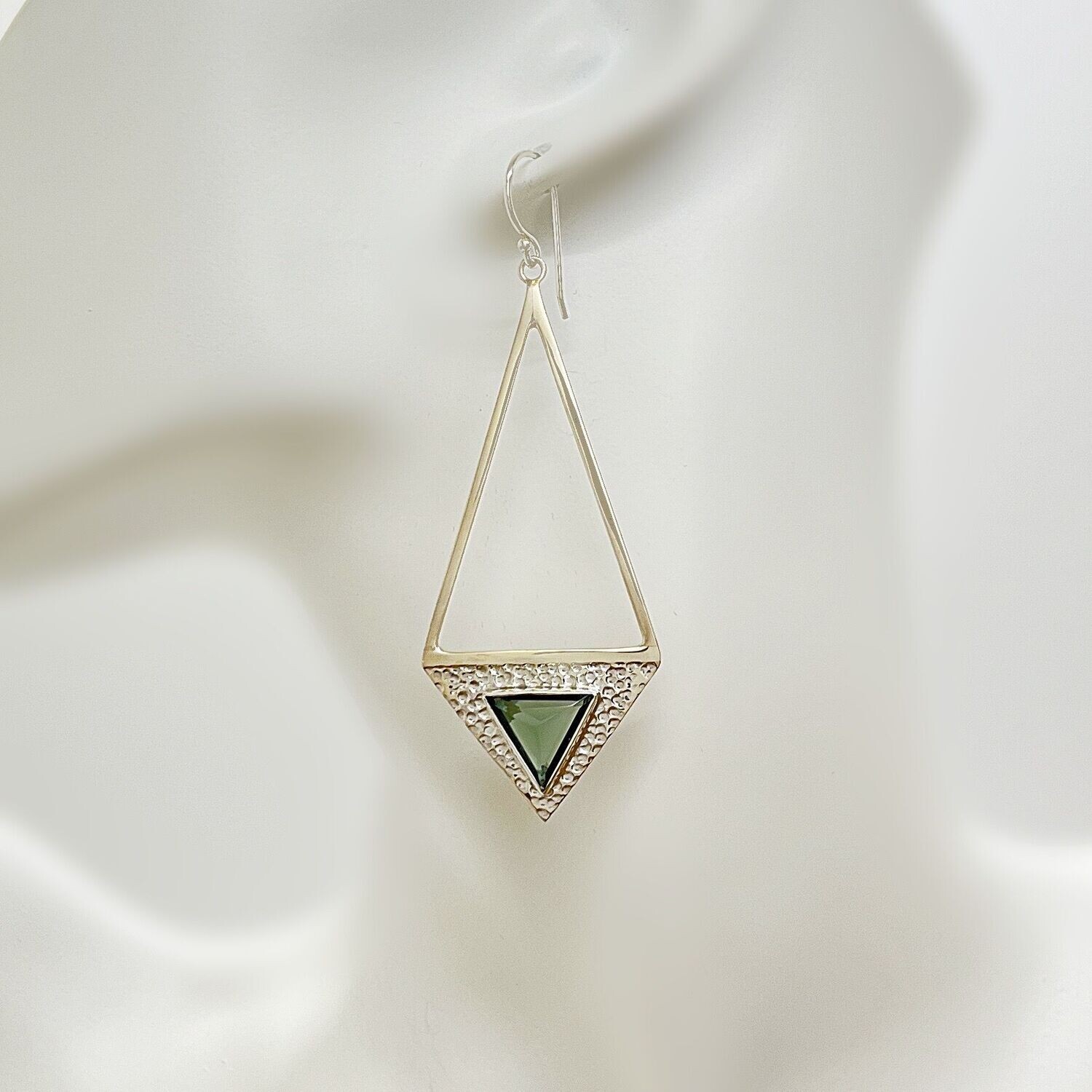 Ohrhänger Obsidian lichtschwarz "triangles"  - 2,5 x 6 cm