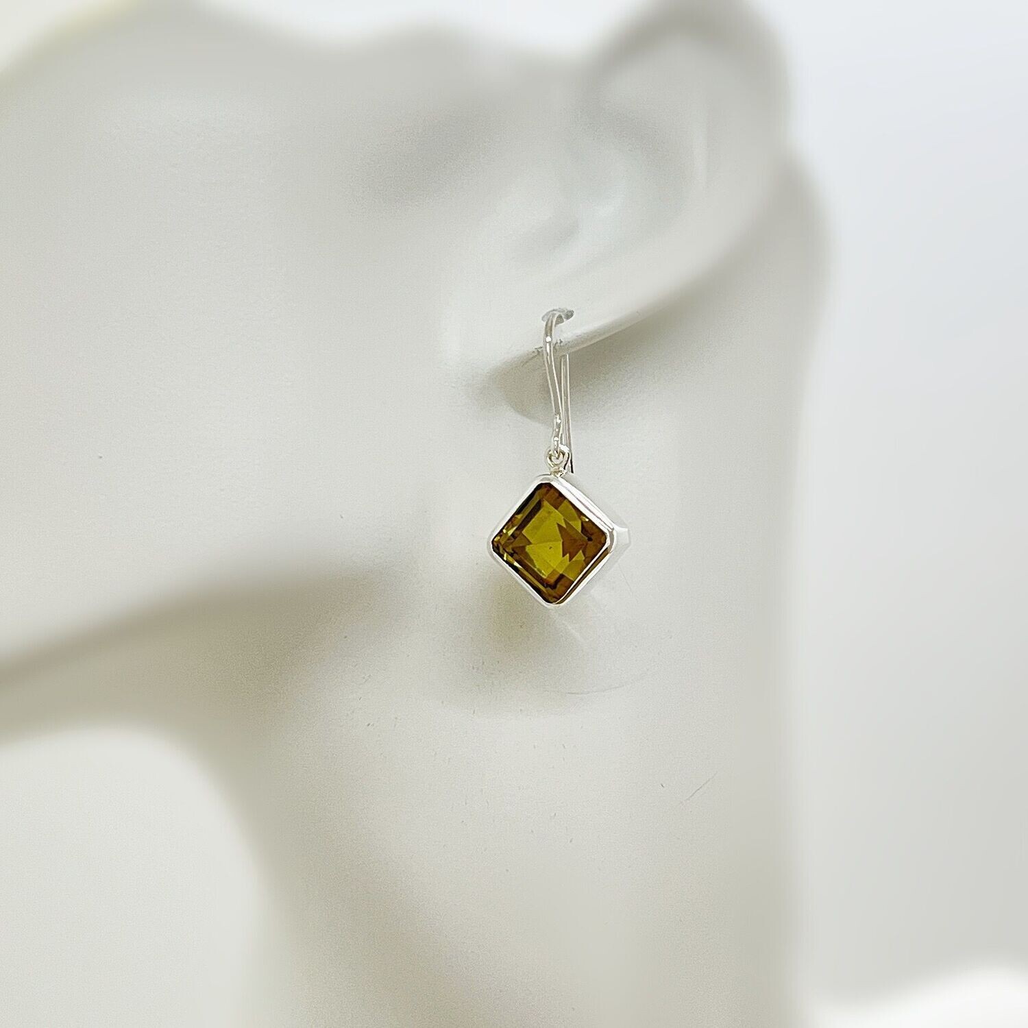 Ohrhänger Obsidian goldbraun quadratisch quer - 1 x 1 cm