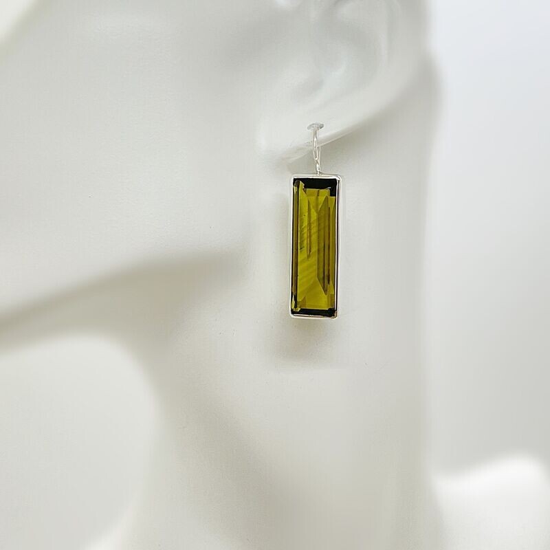 Ohrhänger Obsidian goldbraun rechteckig Ohrhänger Obsidian goldbraun rechteckig "stiff" - 1 x 3 cm