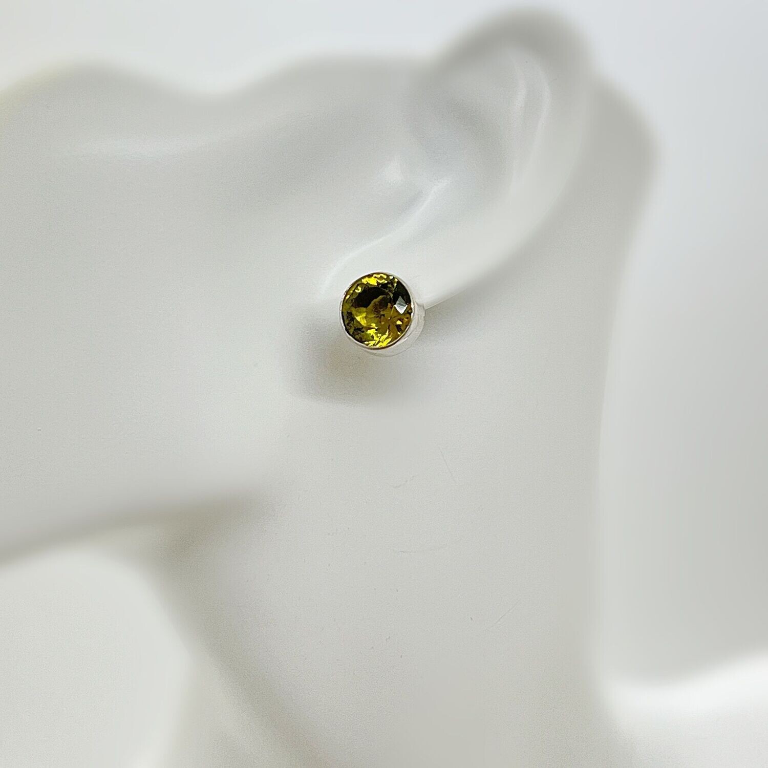 Ohrstecker Obsidian goldbraun rund - 1 cm