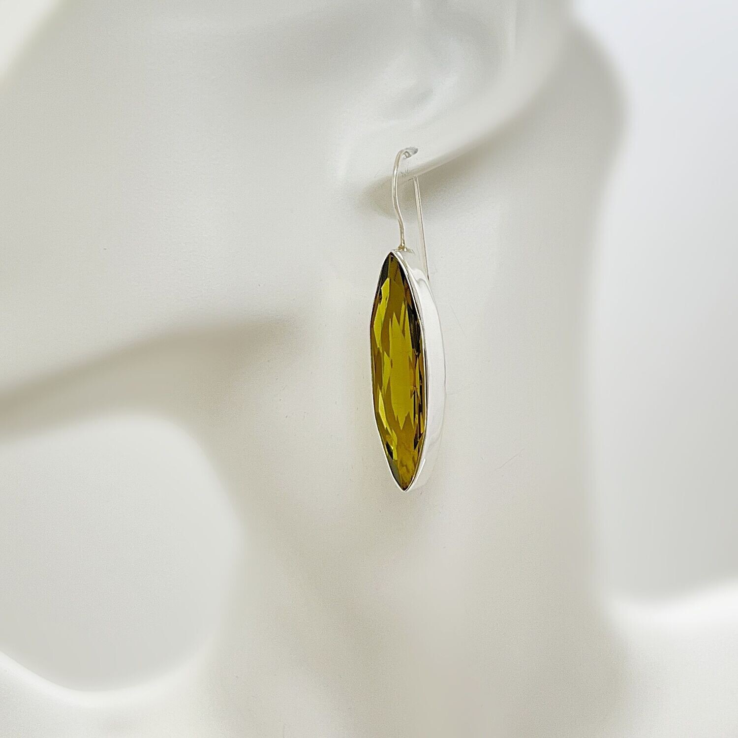 Ohrhänger Obsidian goldbraun Navette  - 1 x 4 cm