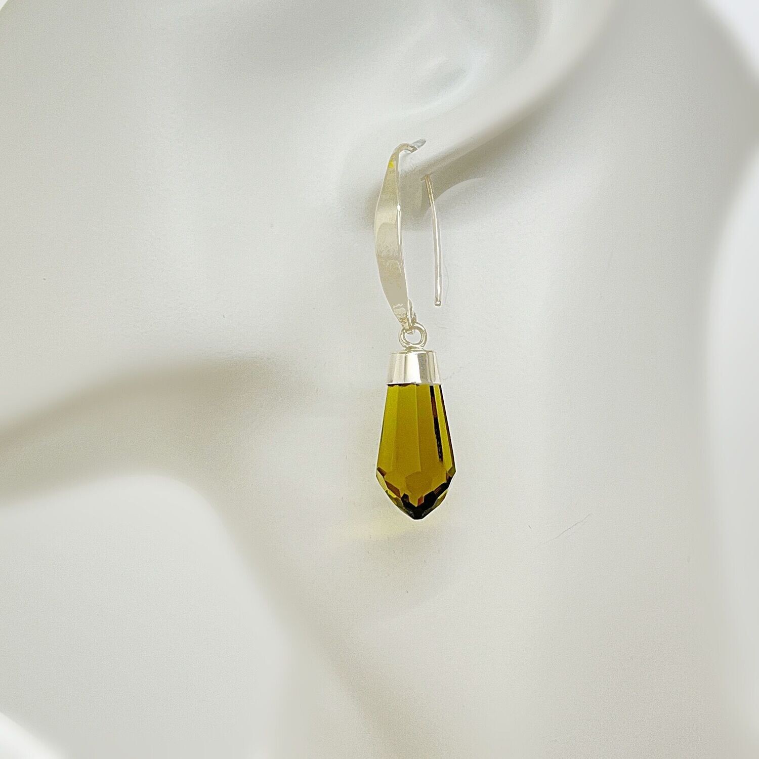 Ohrhänger Obsidian goldbraun"Lampion" (Designhaken) - 2 cm