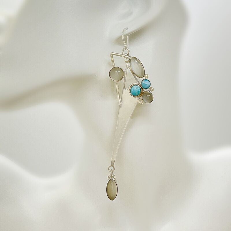 Unikat Ohrhänger Mondstein / Larimar Unikat Ohrhänger Mondstein / Larimar "Modern Bouquet"