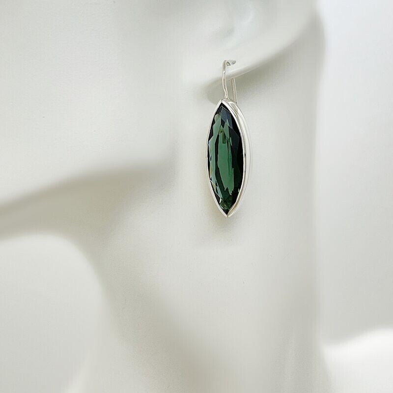 Ohrhänger Obsidian lichtschwarz Navette Ohrhänger Obsidian lichtschwarz Navette "stiff" - 1 x 3 cm