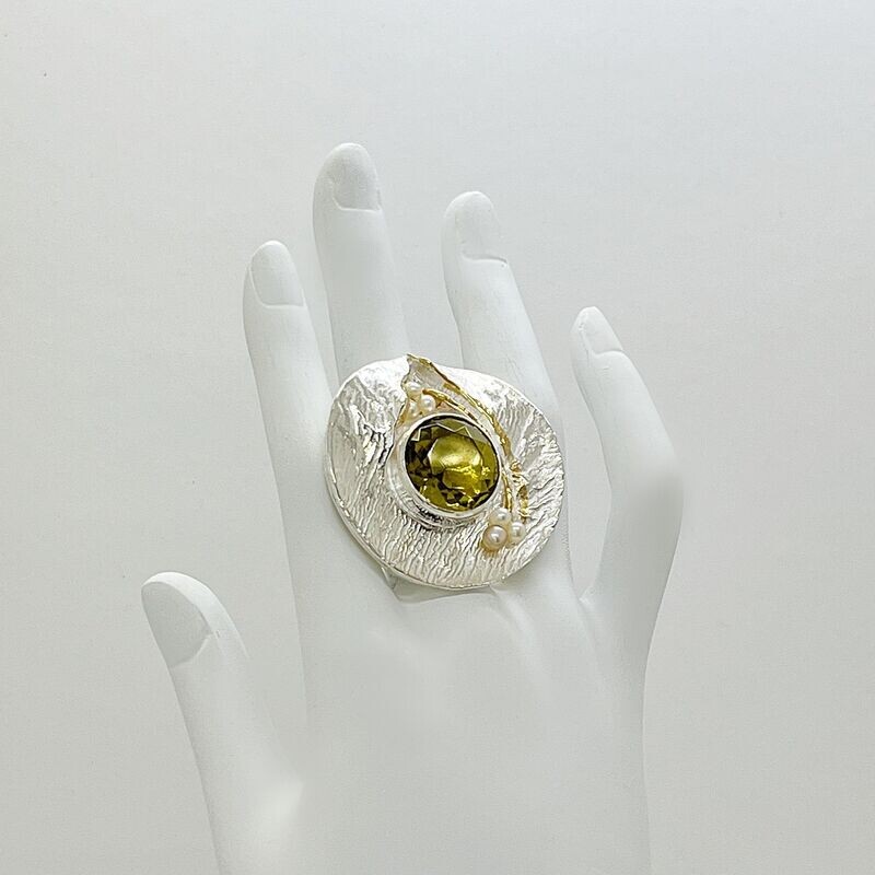 Ring Obsidian goldbraun Ring Obsidian goldbraun "blossoms" - 1,5 cm