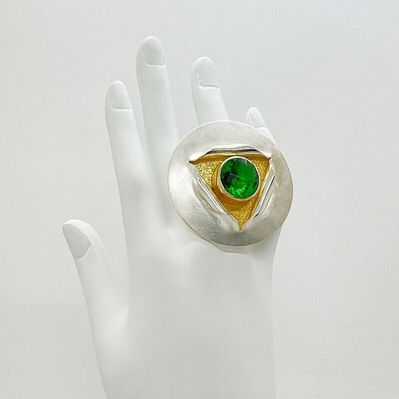 Ring Obsidian smaragdgrün Ring Obsidian smaragdgrün "Lotus' - 1,5 cm