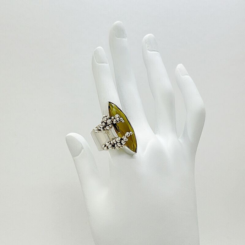 Ring Obsidian goldbraun navette Ring Obsidian goldbraun navette "grapes" - 1 x 3 cm
