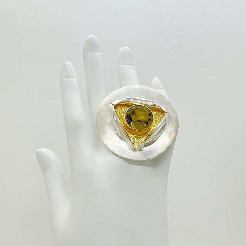 Ring Obsidian goldbraun Ring Obsidian goldbraun "Lotus' - 1,5 cm
