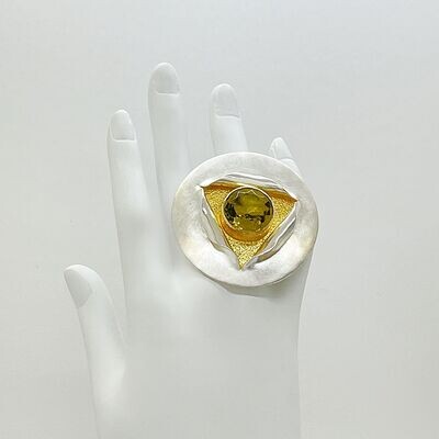 ​Ring Obsidian goldbraun "Lotus' - 1,5 cm