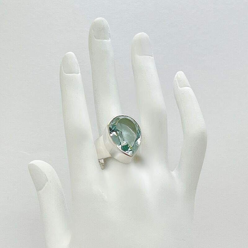 Ring Obsidian meerblau tropfen Ring Obsidian meerblau tropfen " - 1,5 x 2 cm
