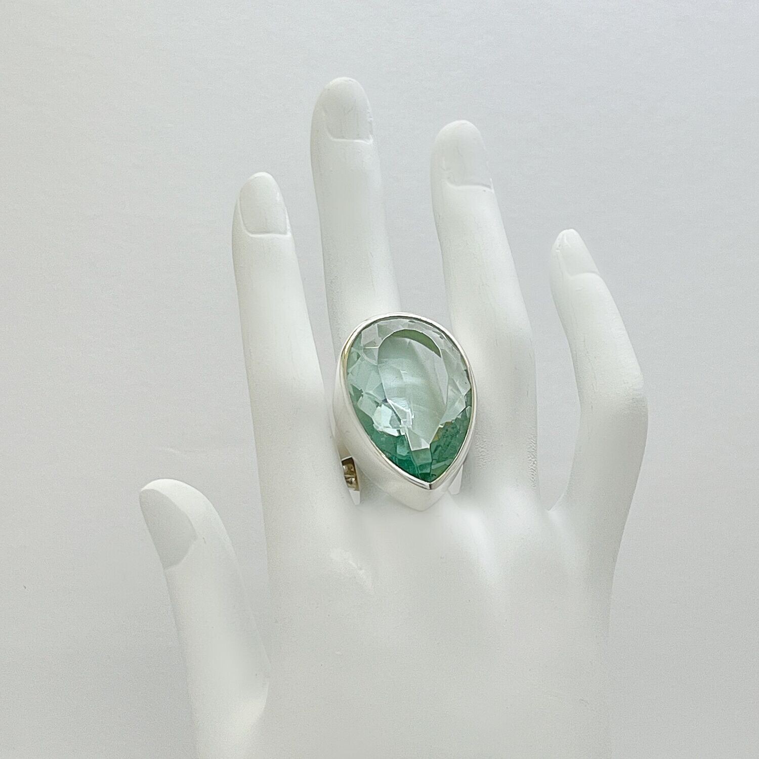 Ring Obsidian meerblau tropfen  - 2 x 3 cm