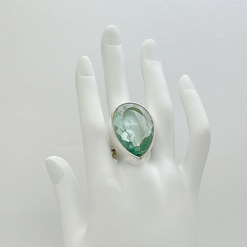 Ring Obsidian meerblau tropfen - 2 x 3 cm Ring Obsidian meerblau tropfen - 2 x 3 cm