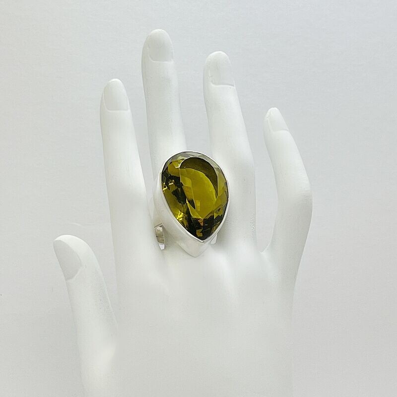 Ring Obsidian goldbraun tropfen - 2 x 3 cm