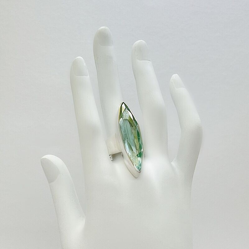 Ring Obsidian meerblau Navette - 1 x 4 cm Ring Obsidian meerblau Navette - 1 x 4 cm