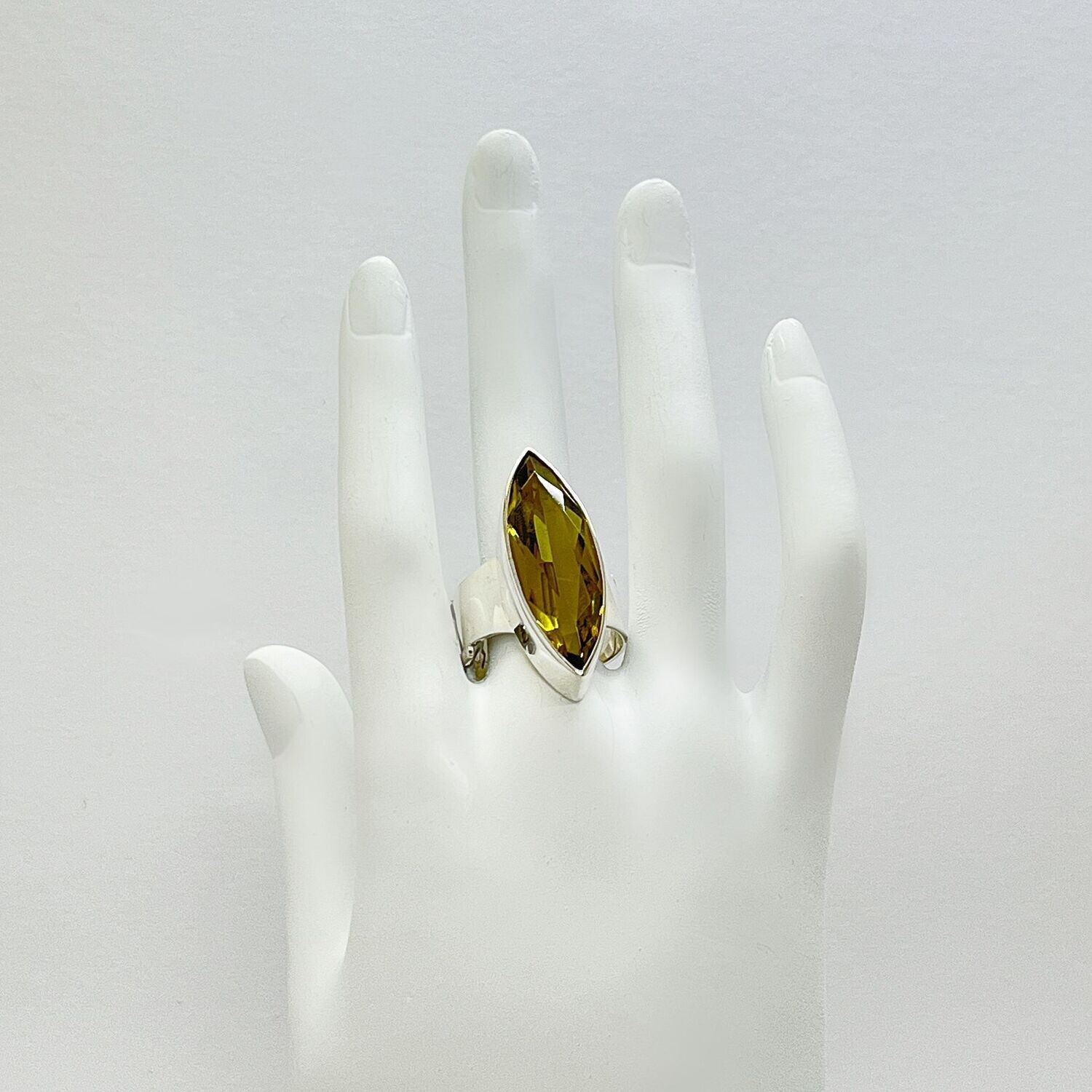 Ring Obsidian Navette goldbraun - 1 x 3 cm