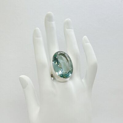 Ring Obsidian oval meerblau - 2 x 3 cm