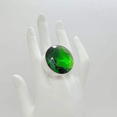 Ring Obsidian rund smaragdgrün - 3 cm