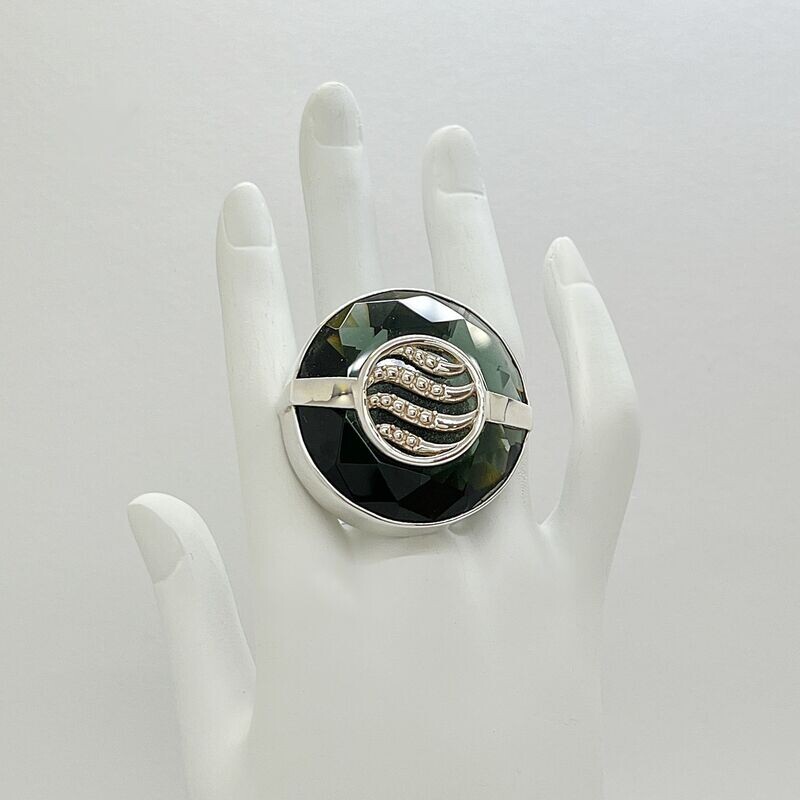Ring Obsidian rund lichtschwarz Ring Obsidian rund lichtschwarz "summer waves - 3,5 cm