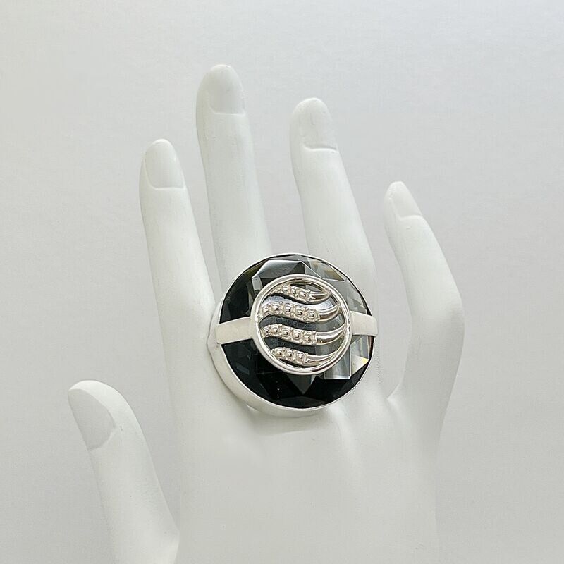 Ring Obsidian rund lichtschwarz Ring Obsidian rund lichtschwarz "summer waves - 3 cm