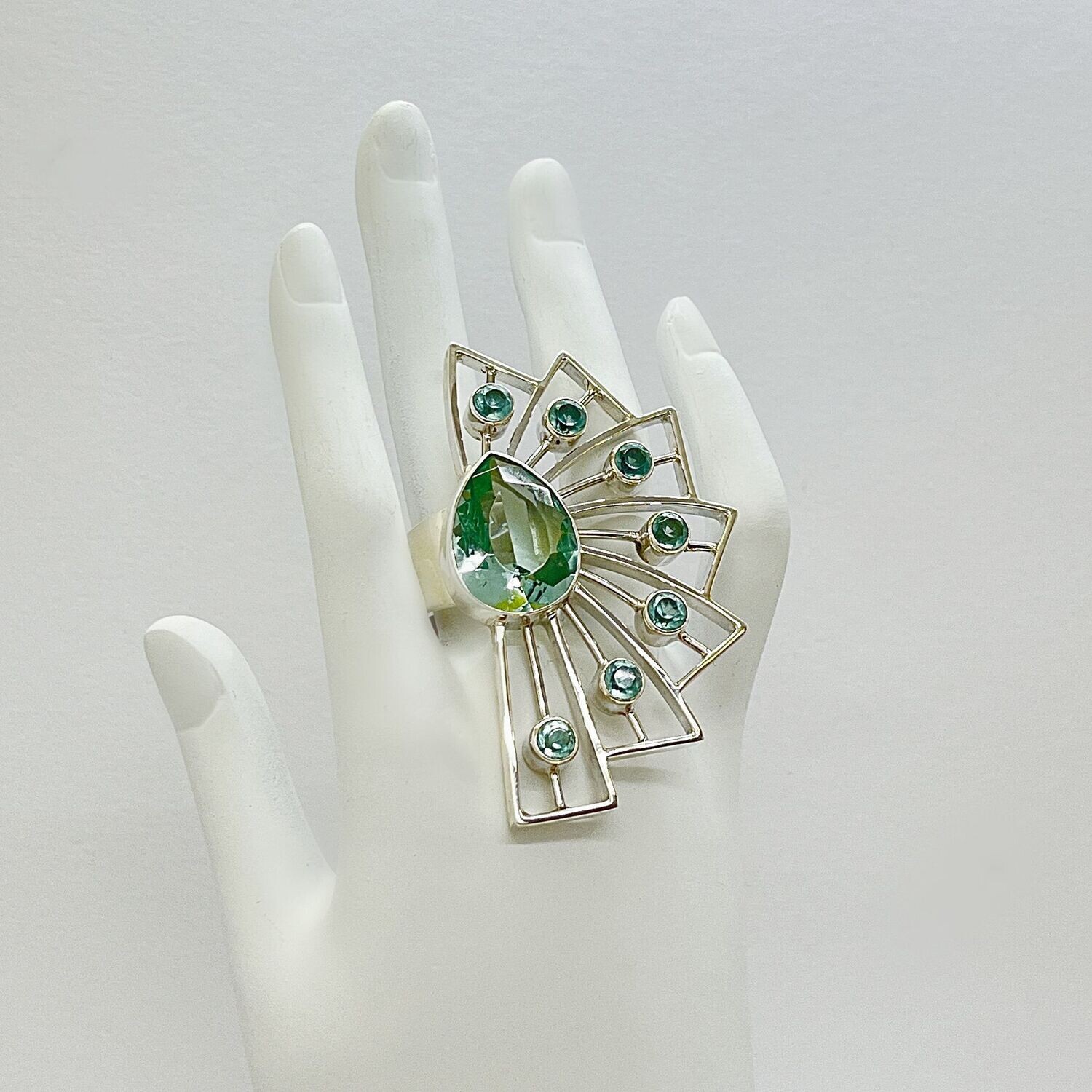 Ring Obsidian meerblau "wings"