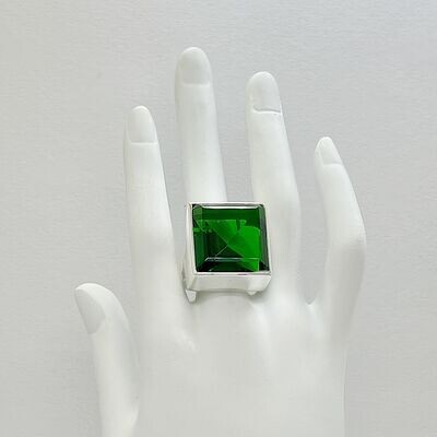 Ring Obsidian smaragdgrün quadratisch - 2 x 2 cm